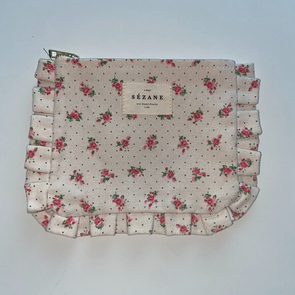 Sezane Rose Print Makeup Pouch - Picture 1 of 4